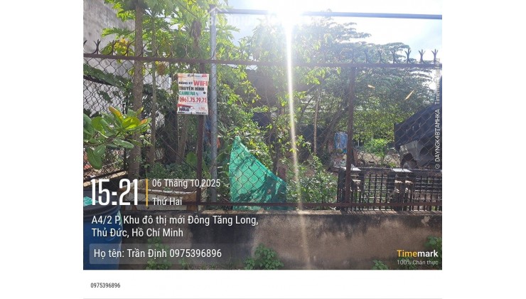 BÁN ĐẤT DIỆN TÍCH LỚN - 15m x25m - NGAY KHU ĐÔNG TĂNG LONG - TRƯỜNG THẠNH .Q9